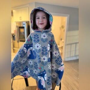 Reversible toddler girl fleece poncho perfect for car seat